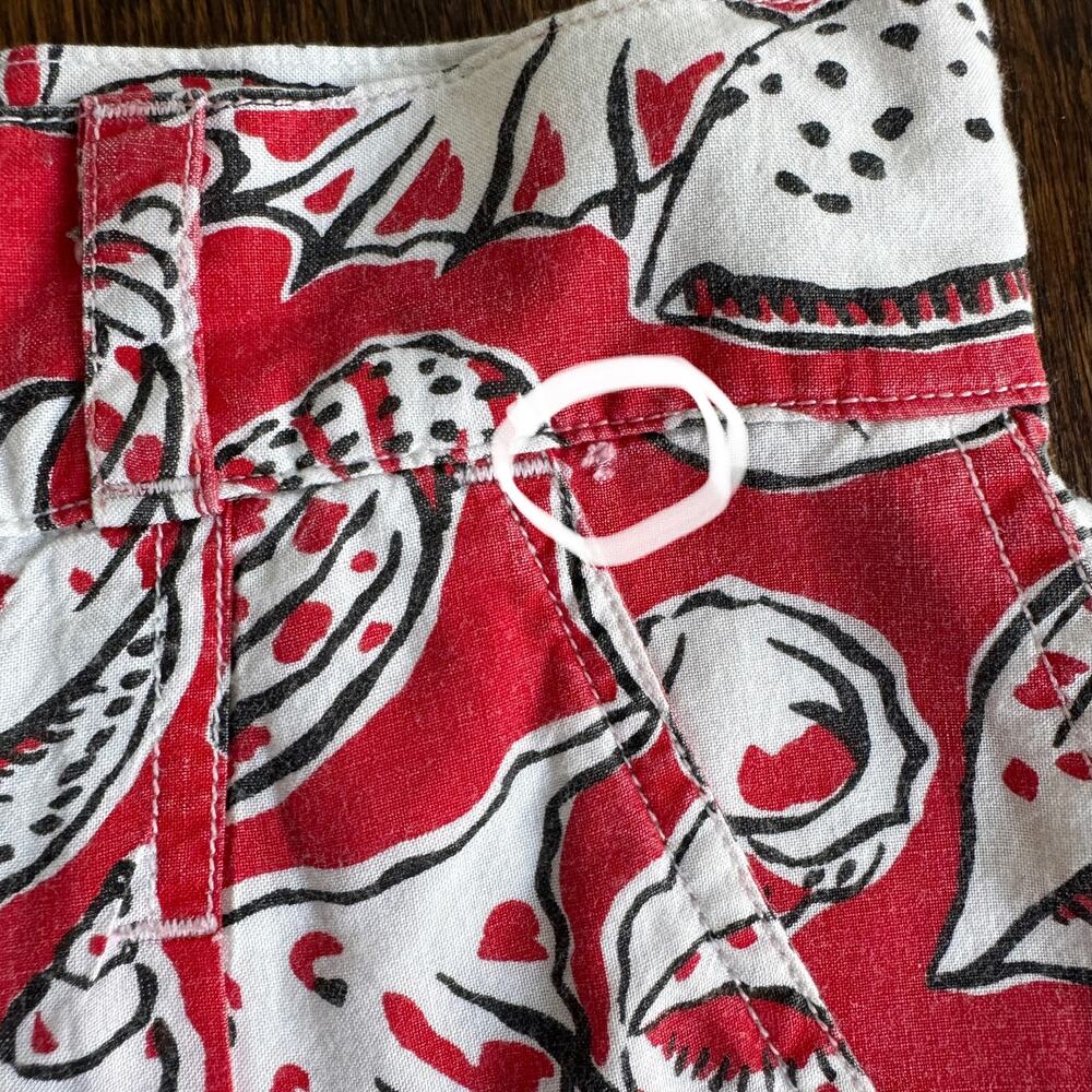 Vintage Royal Robbins Red White Seashell High Waist Pleated Cotton Shorts Sz 6 - Picture 8 of 14